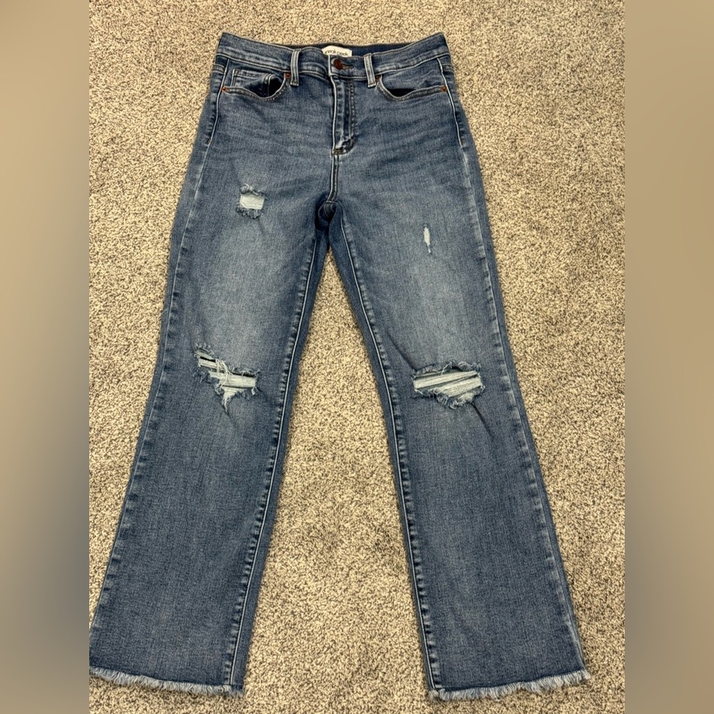 Sneak Peek Blue Distressed Straight Leg Jeans